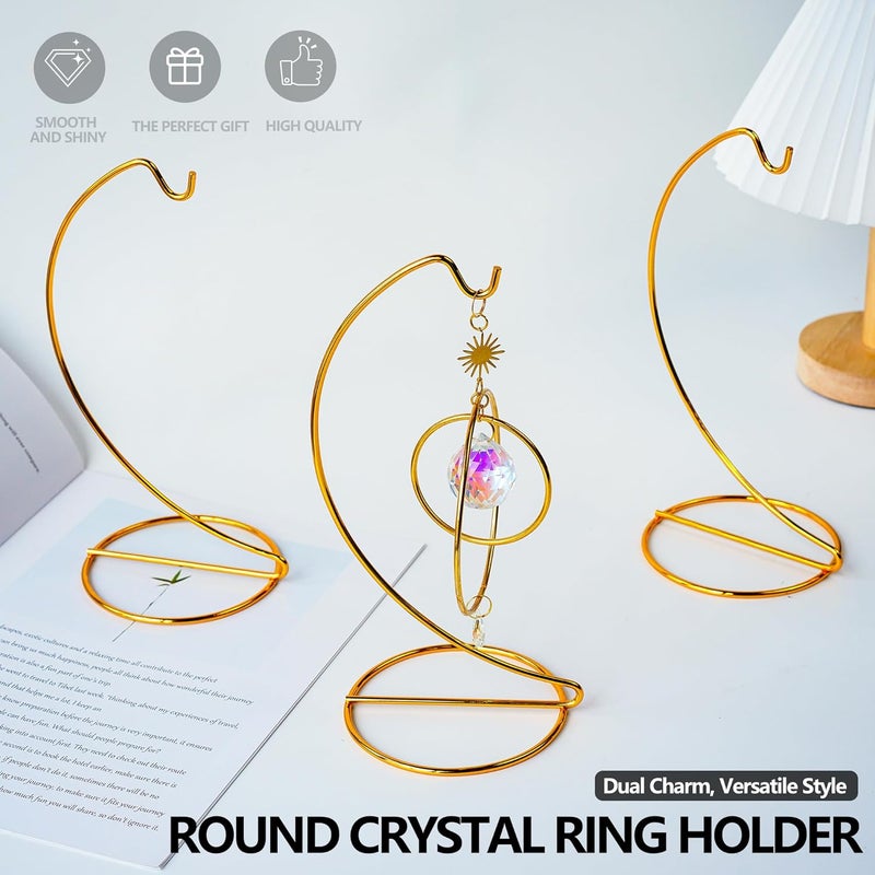 ZEERSHEE 3 Pcs Iron Ornament Display Stand Gold Pothook Hanging Stand for Glass Globe Air Plant Terrarium Witch Ball Christmas Ornaments Home Wedding Decor (9x4 Inches) - Image 3